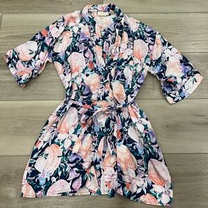Vtg Victoria's Secret Gold Label 100% Silk Floral Robe Belted Women's One Size